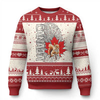 Canada Pride Knitted Sweatshirt Maple Leaf Squirrel Canadian Roots