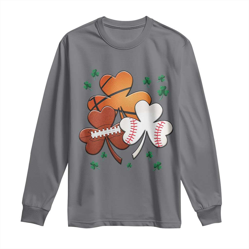 Football Basketball Baseball Shamrock Long Sleeve Shirt Happy St Patricks Day Sport Lover