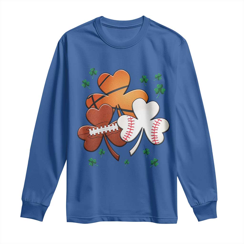 Football Basketball Baseball Shamrock Long Sleeve Shirt Happy St Patricks Day Sport Lover
