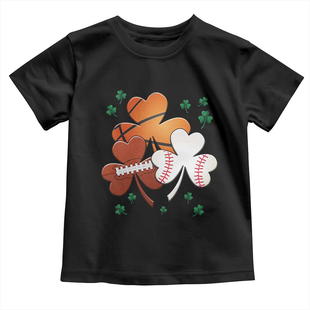 Football Basketball Baseball Shamrock Toddler T Shirt Happy St Patricks Day Sport Lover