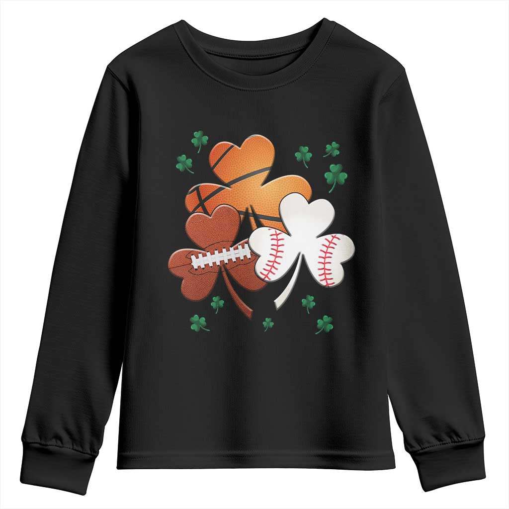 Football Basketball Baseball Shamrock Youth Sweatshirt Happy St Patricks Day Sport Lover
