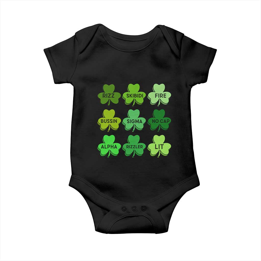 Funny St Patricks Day Skibi Rizz Baby Onesie No Cap