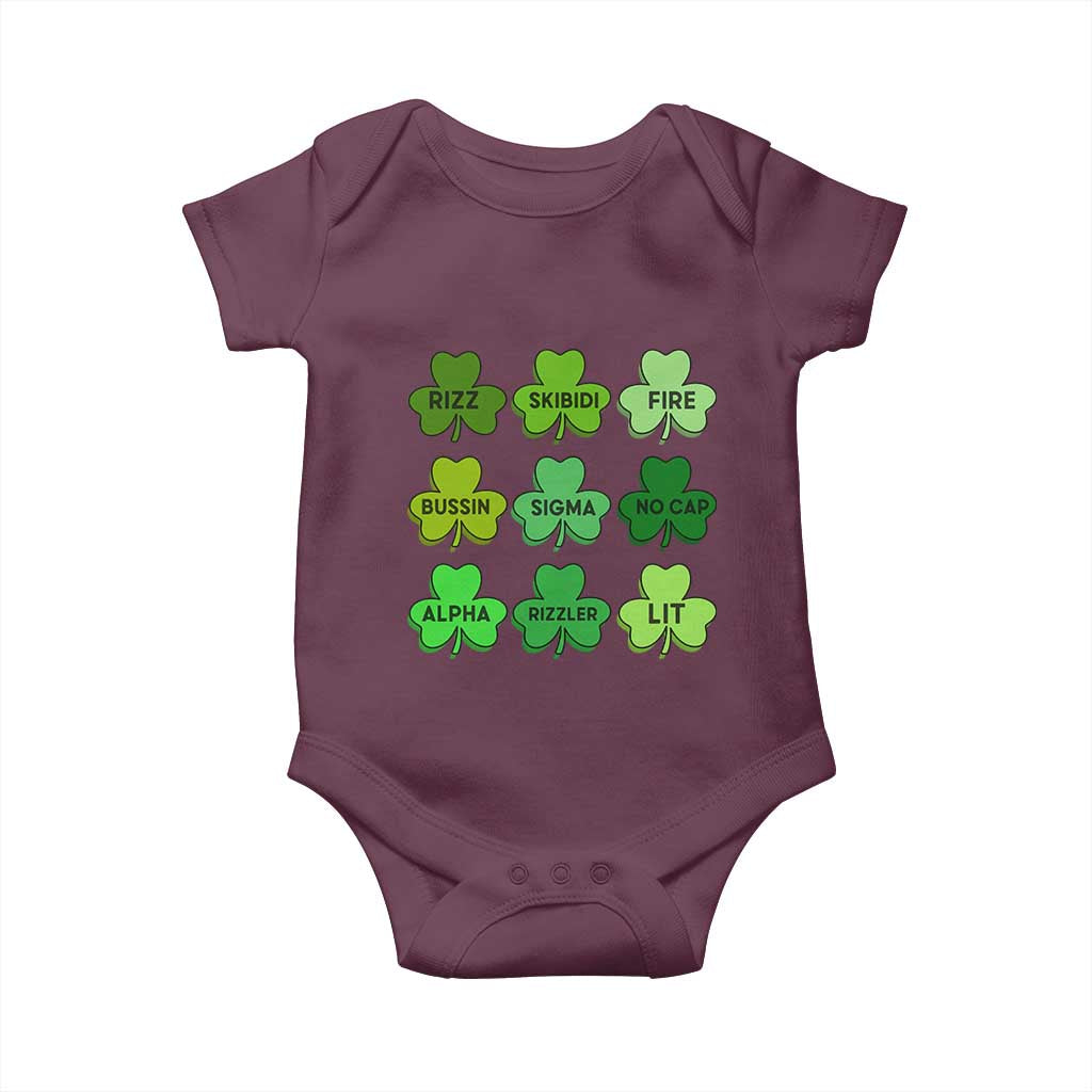 Funny St Patricks Day Skibi Rizz Baby Onesie No Cap