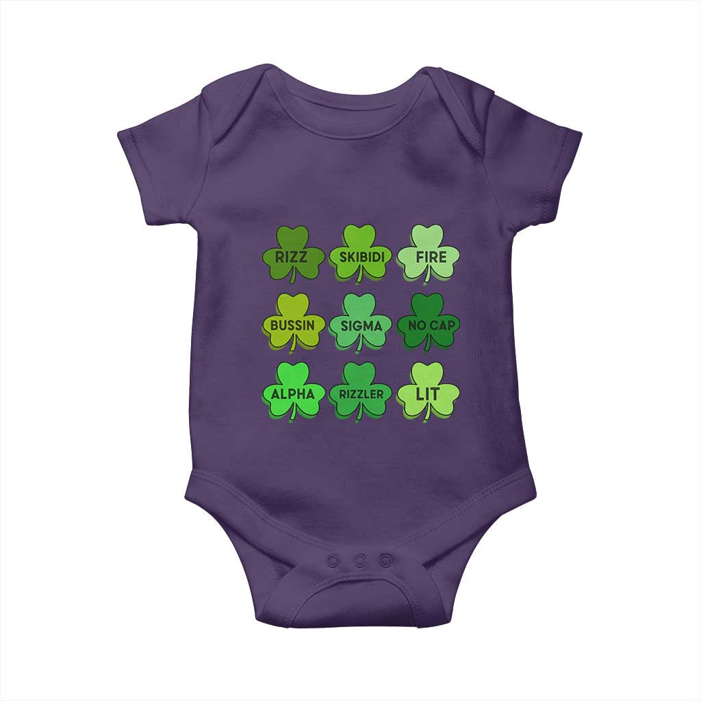 Funny St Patricks Day Skibi Rizz Baby Onesie No Cap