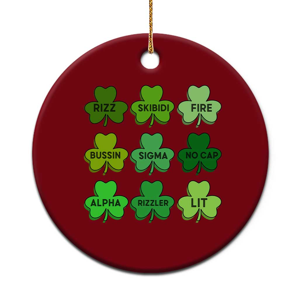 Funny St Patricks Day Skibi Rizz Ceramic Ornament No Cap - Wonder Print Shop