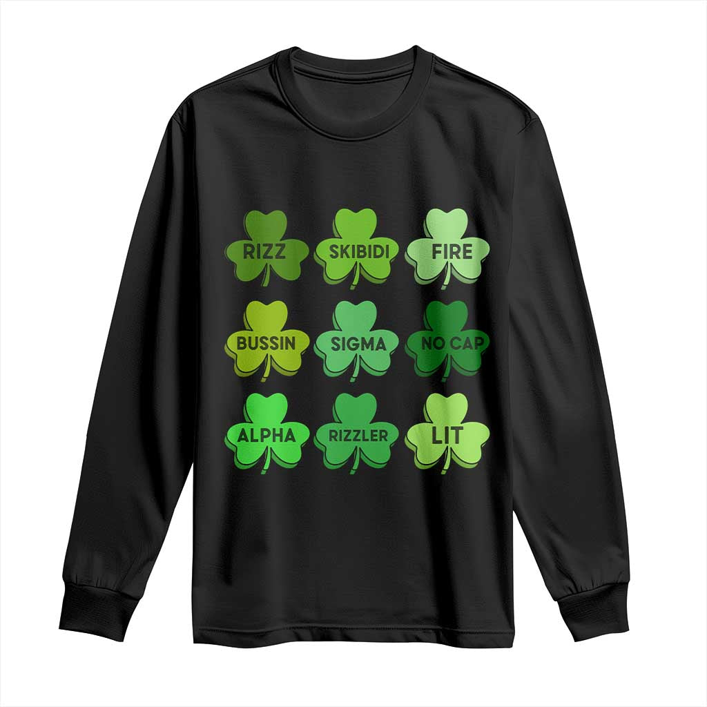 Funny St Patricks Day Skibi Rizz Long Sleeve Shirt No Cap
