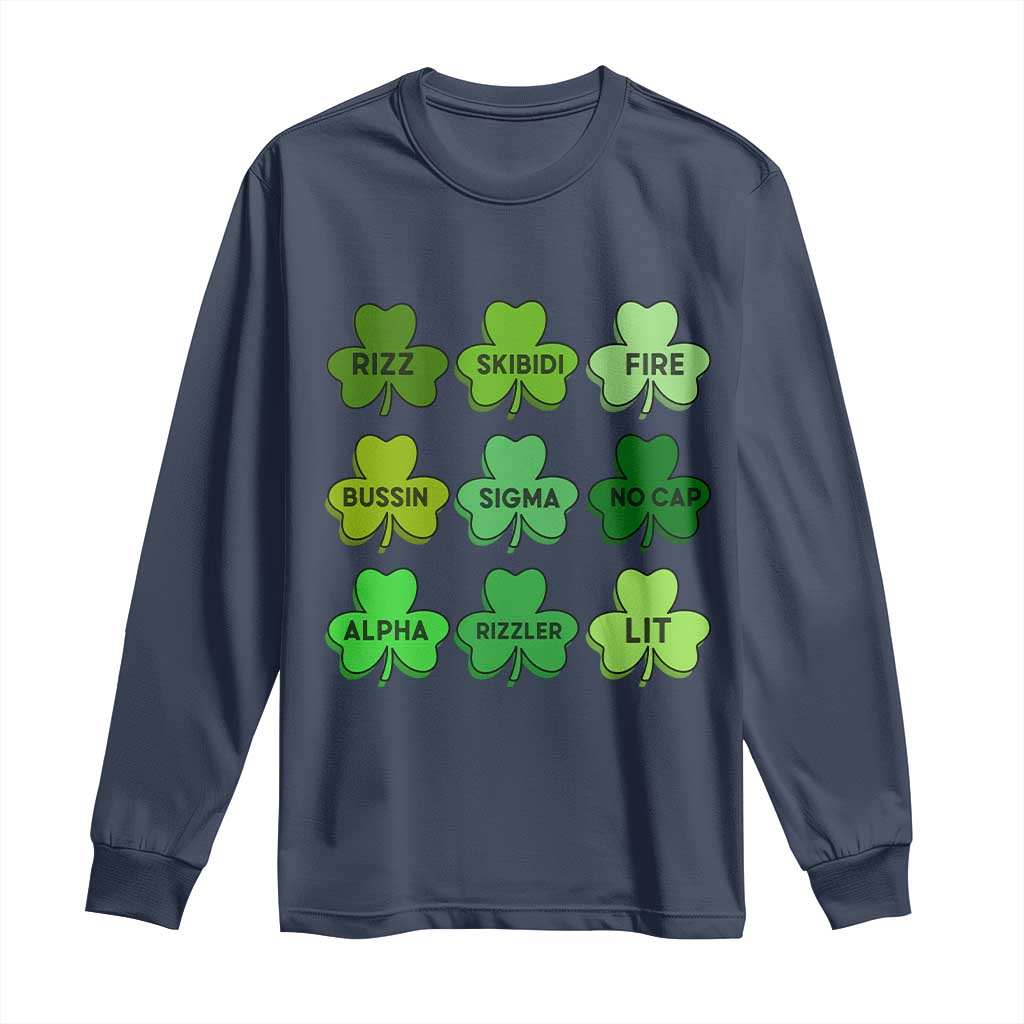 Funny St Patricks Day Skibi Rizz Long Sleeve Shirt No Cap