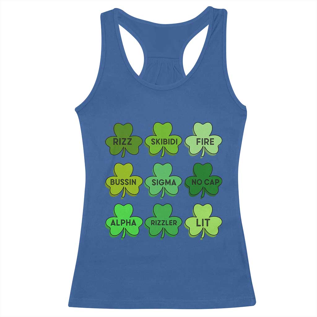 Funny St Patricks Day Skibi Rizz Racerback Tank Top No Cap