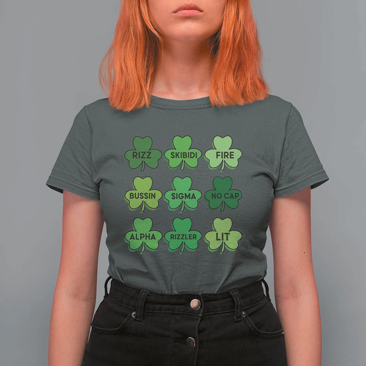 Funny St Patricks Day Skibi Rizz T Shirt For Women No Cap