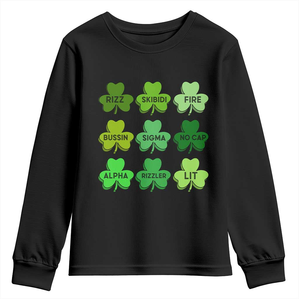 Funny St Patricks Day Skibi Rizz Youth Sweatshirt No Cap