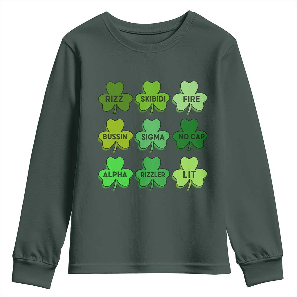 Funny St Patricks Day Skibi Rizz Youth Sweatshirt No Cap