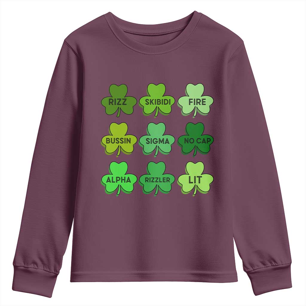 Funny St Patricks Day Skibi Rizz Youth Sweatshirt No Cap