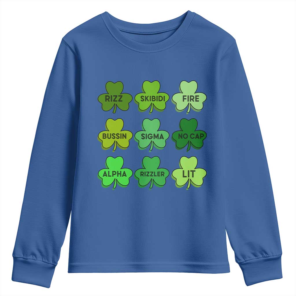 Funny St Patricks Day Skibi Rizz Youth Sweatshirt No Cap