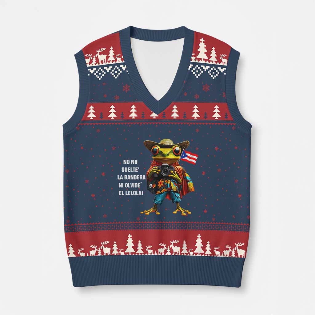 Puerto Rico Coqui V-Neck Knit Sweater Vest Debí Tirar Más Fotos - Wonder Print Shop