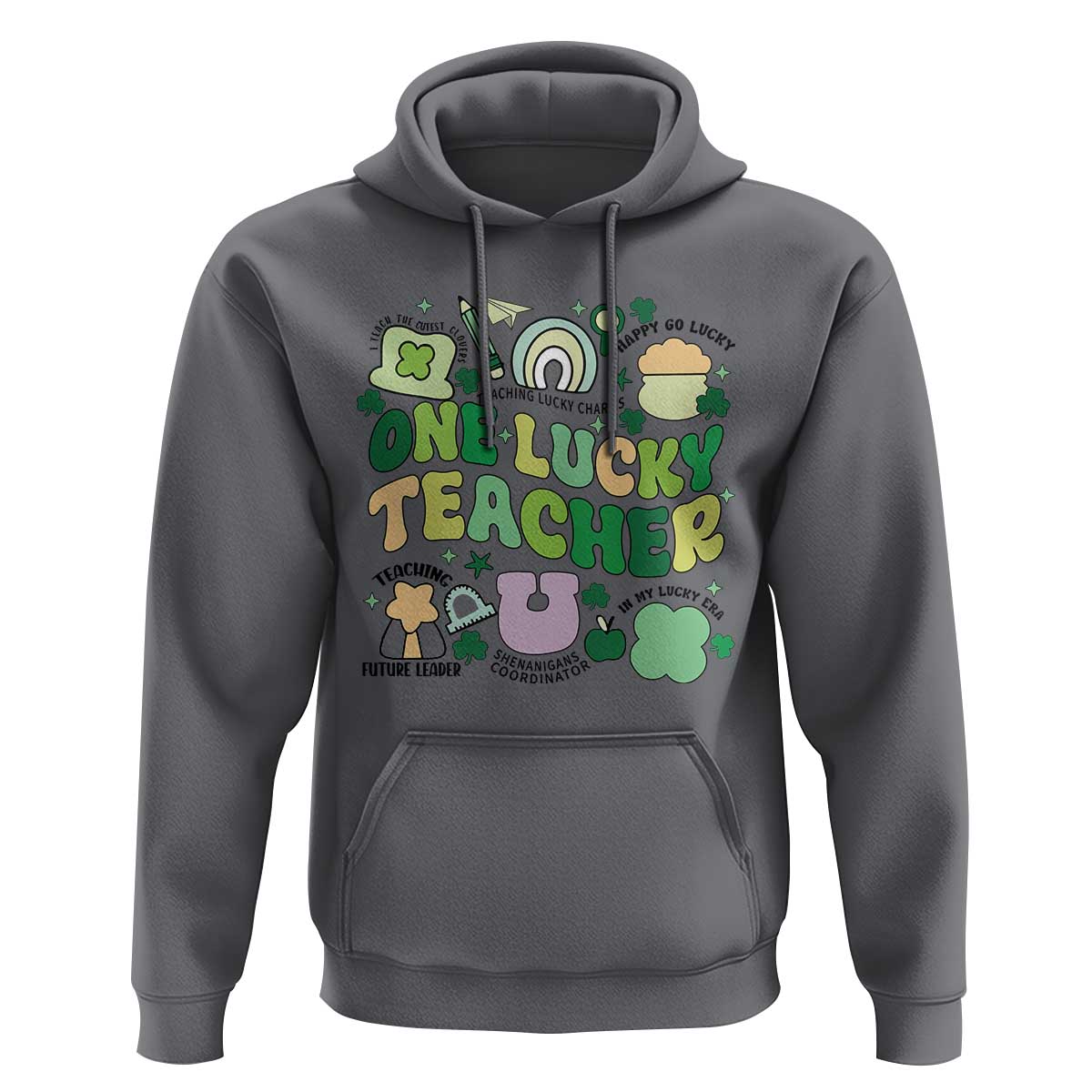 Teachers St Patrick's Day Hoodie One Lucky Teacher Retro Groovy