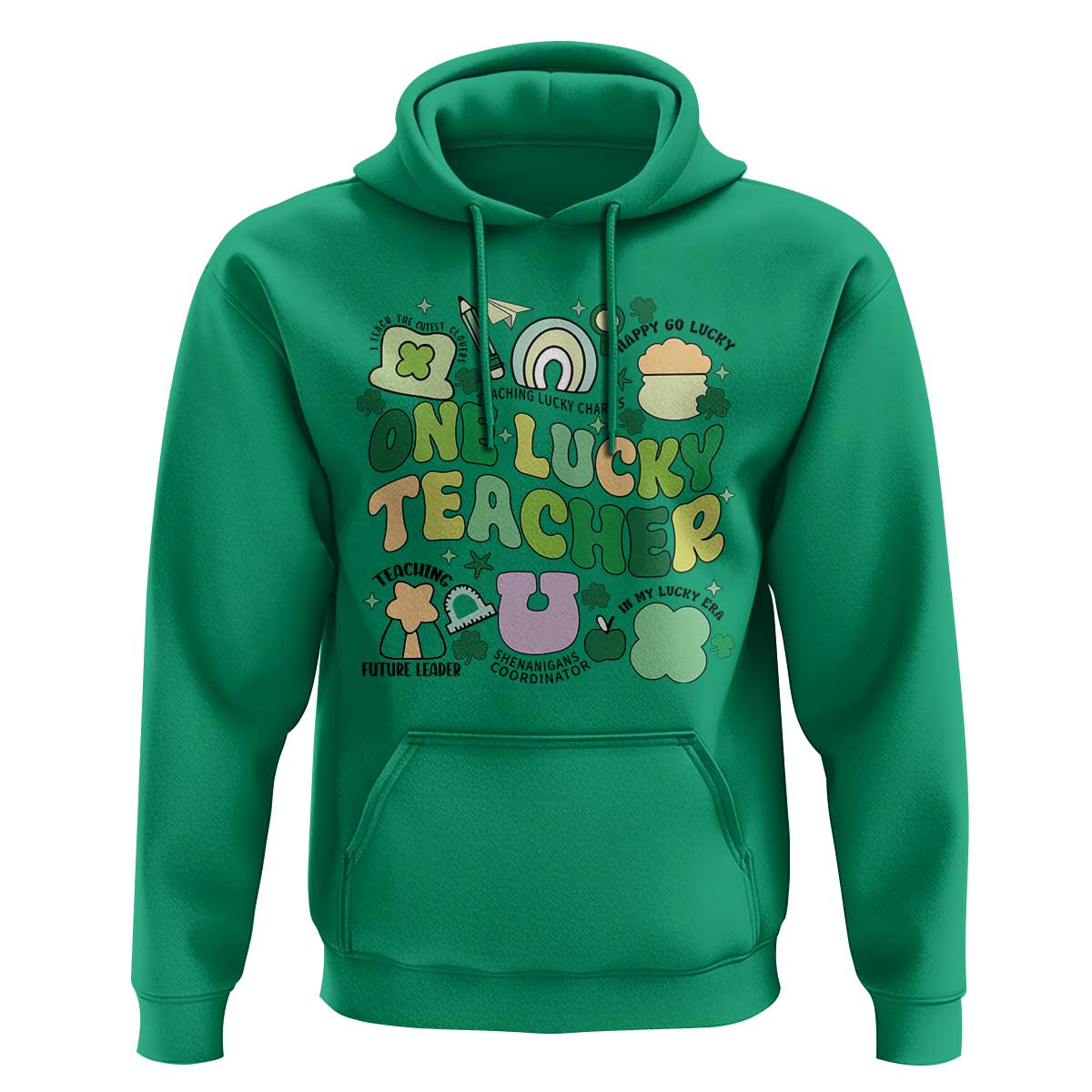 Teachers St Patrick's Day Hoodie One Lucky Teacher Retro Groovy