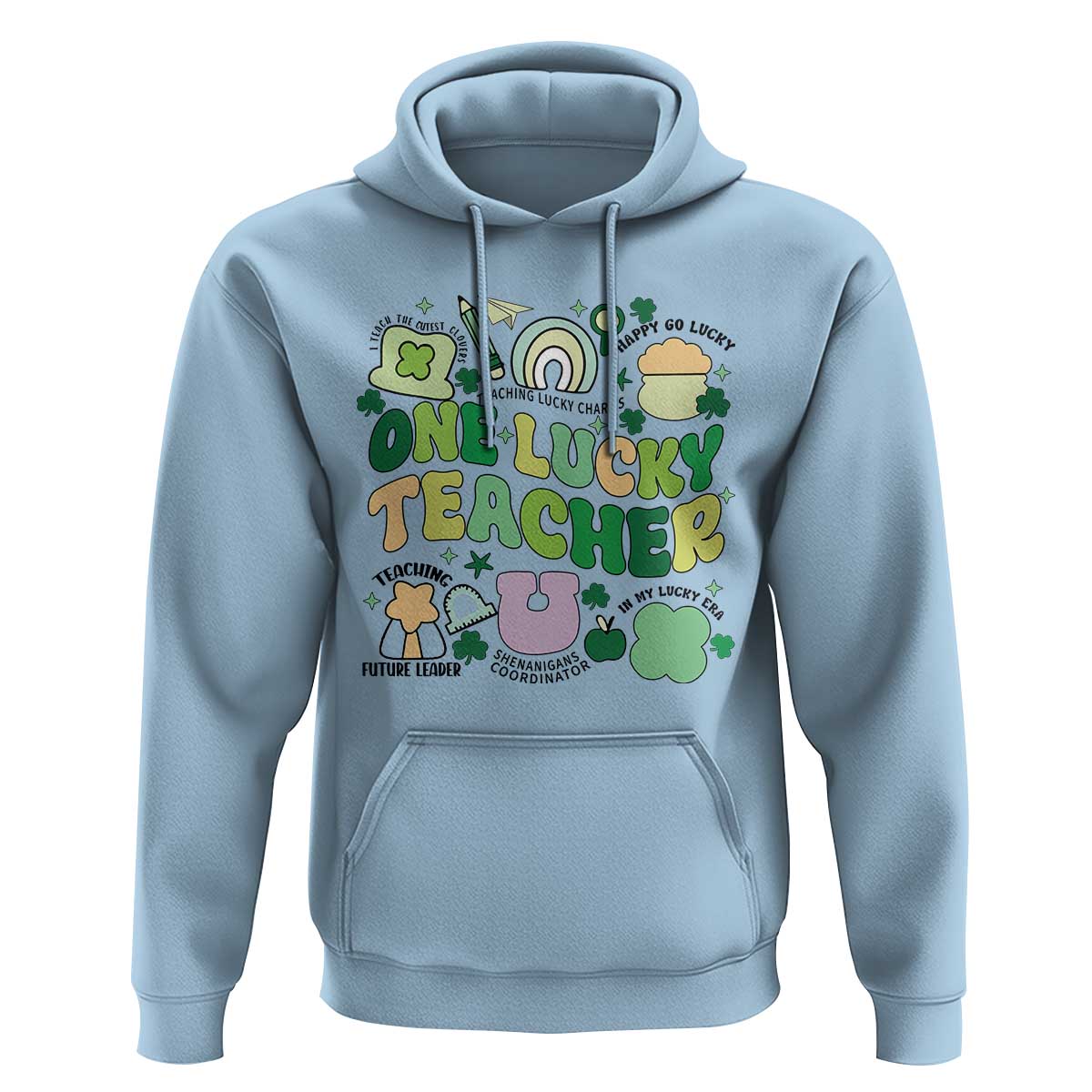 Teachers St Patrick's Day Hoodie One Lucky Teacher Retro Groovy