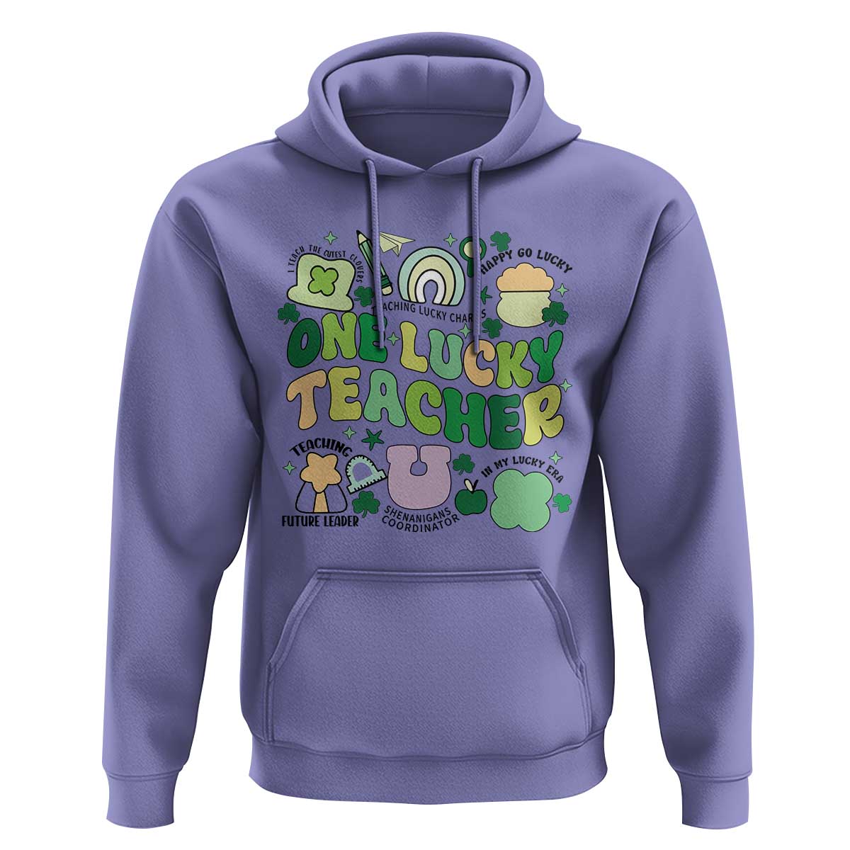 Teachers St Patrick's Day Hoodie One Lucky Teacher Retro Groovy