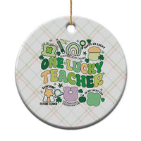 Teachers St Patrick's Day Ceramic Ornament One Lucky Teacher Retro Groovy - Wonder Print Shop