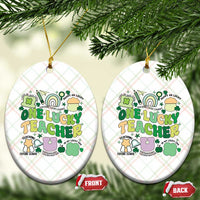Teachers St Patrick's Day Ceramic Ornament One Lucky Teacher Retro Groovy - Wonder Print Shop