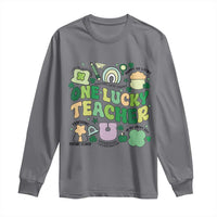 Teachers St Patrick's Day Long Sleeve Shirt One Lucky Teacher Retro Groovy