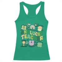 Teachers St Patrick's Day Racerback Tank Top One Lucky Teacher Retro Groovy