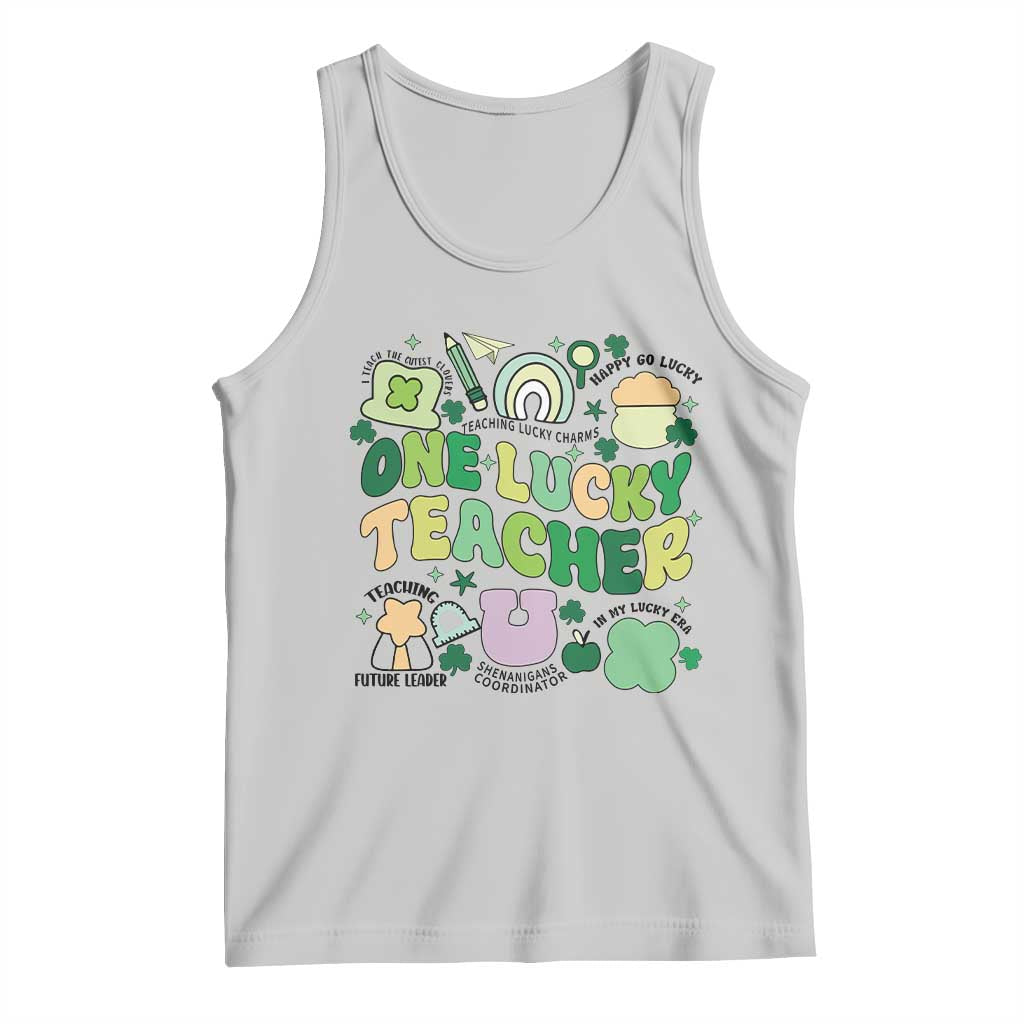 Teachers St Patrick's Day Tank Top One Lucky Teacher Retro Groovy