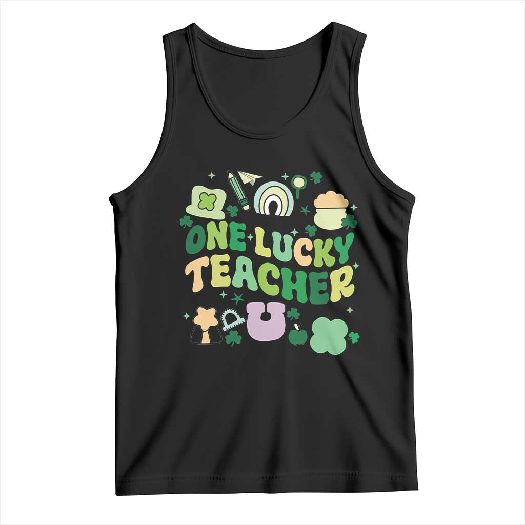 Teachers St Patrick's Day Tank Top One Lucky Teacher Retro Groovy