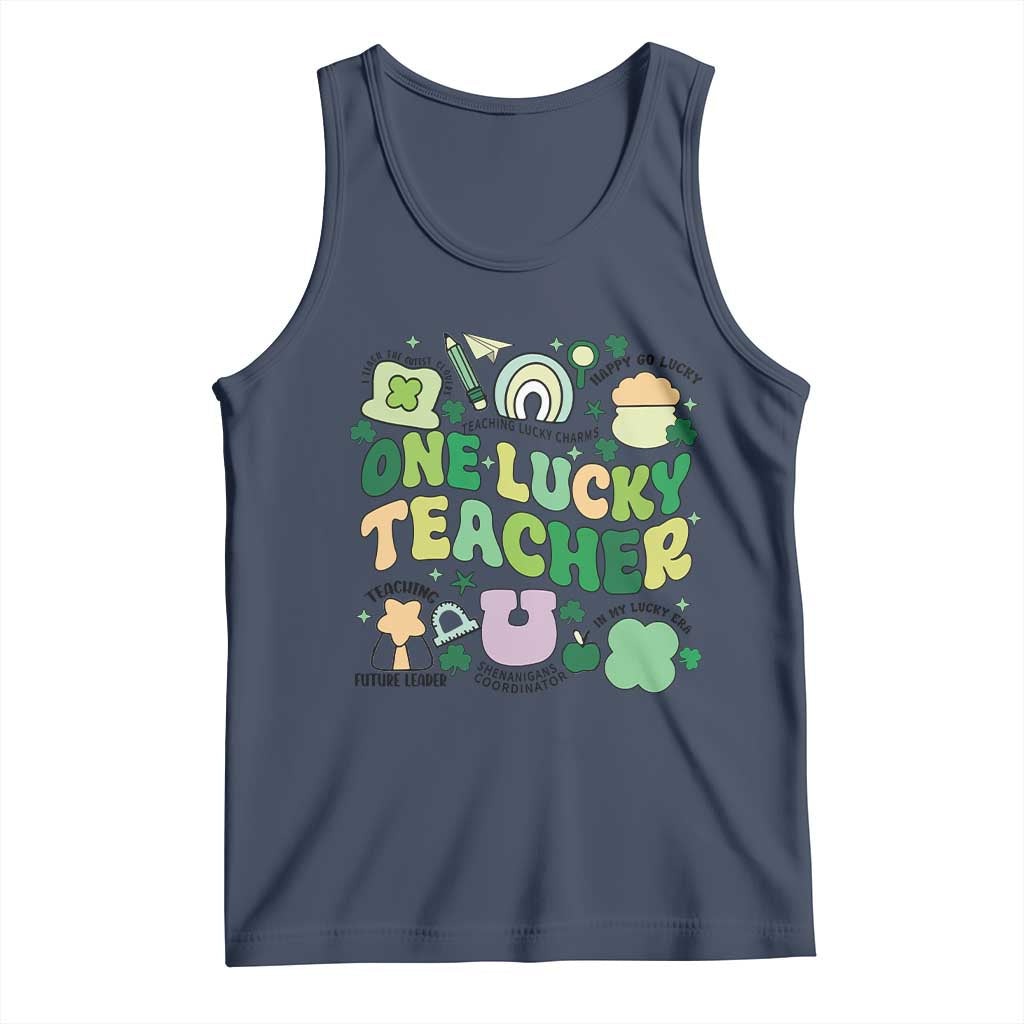 Teachers St Patrick's Day Tank Top One Lucky Teacher Retro Groovy