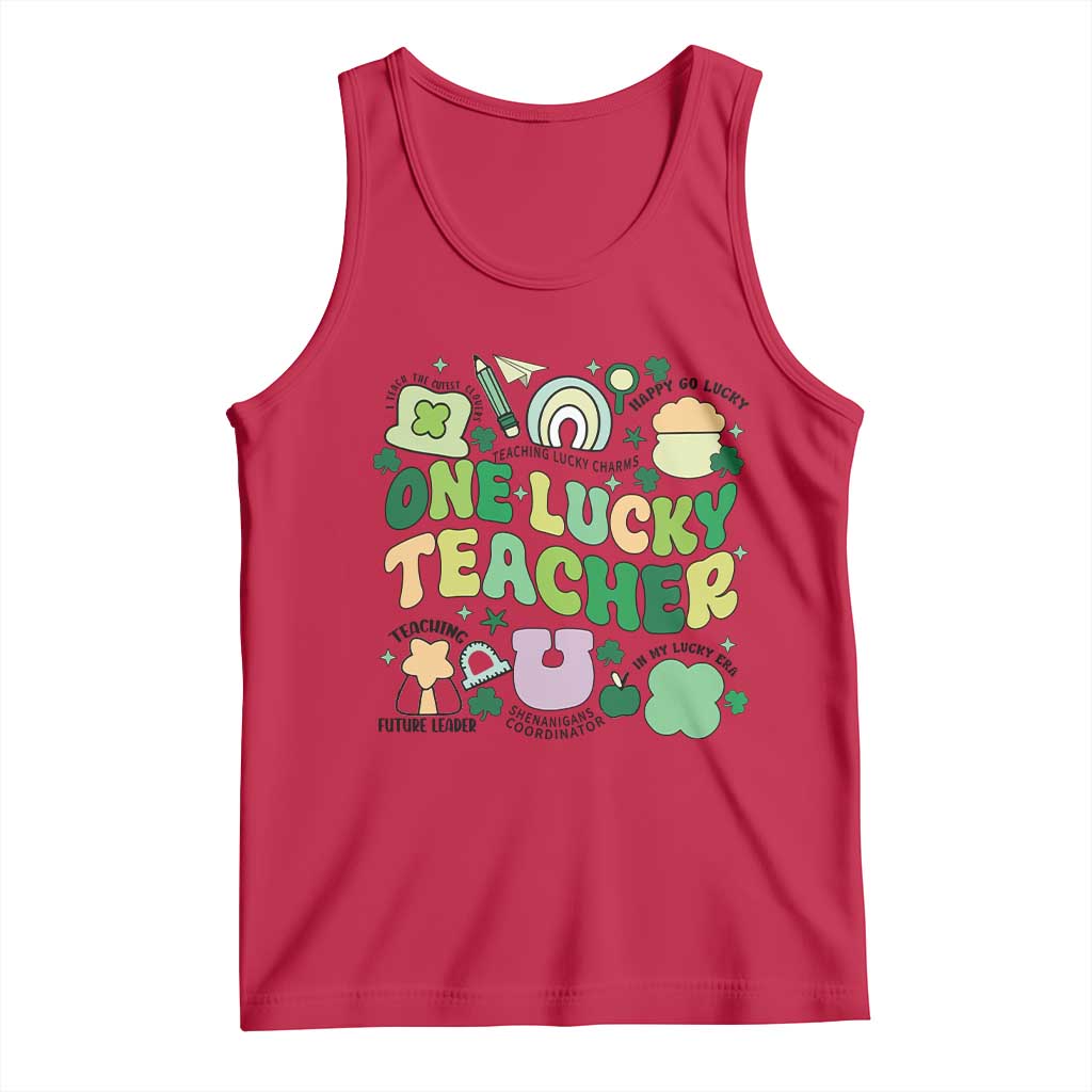 Teachers St Patrick's Day Tank Top One Lucky Teacher Retro Groovy