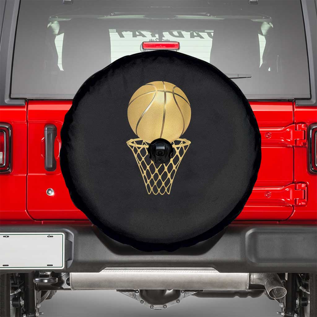 Golden Basketball Hoop Spare Tire Cover Trophy Game Player Coach Sports Lover