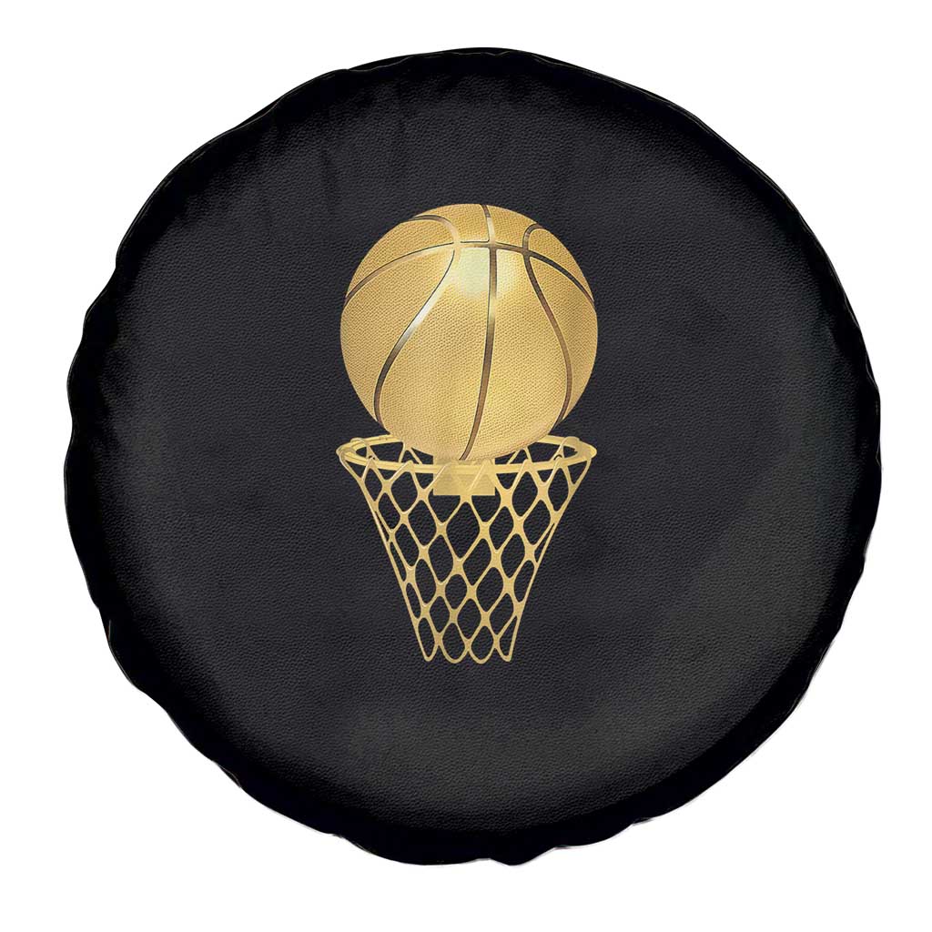 Golden Basketball Hoop Spare Tire Cover Trophy Game Player Coach Sports Lover