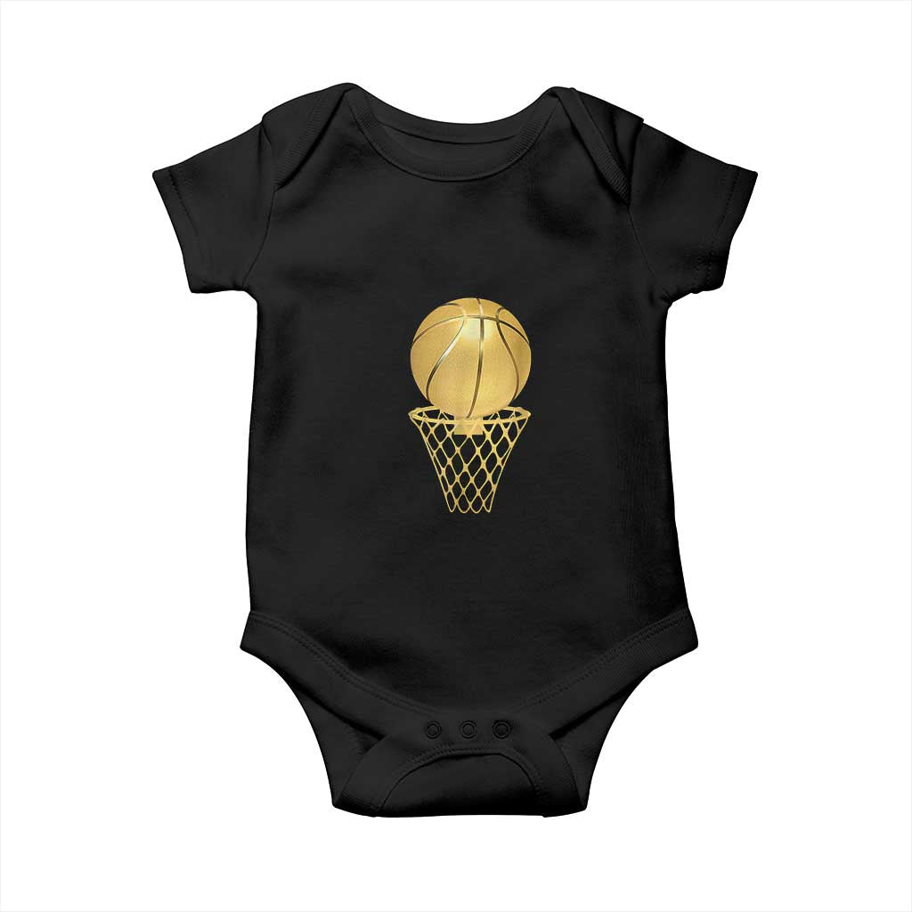 Golden Basketball Hoop Baby Onesie Trophy Game Player Coach Sports Lover