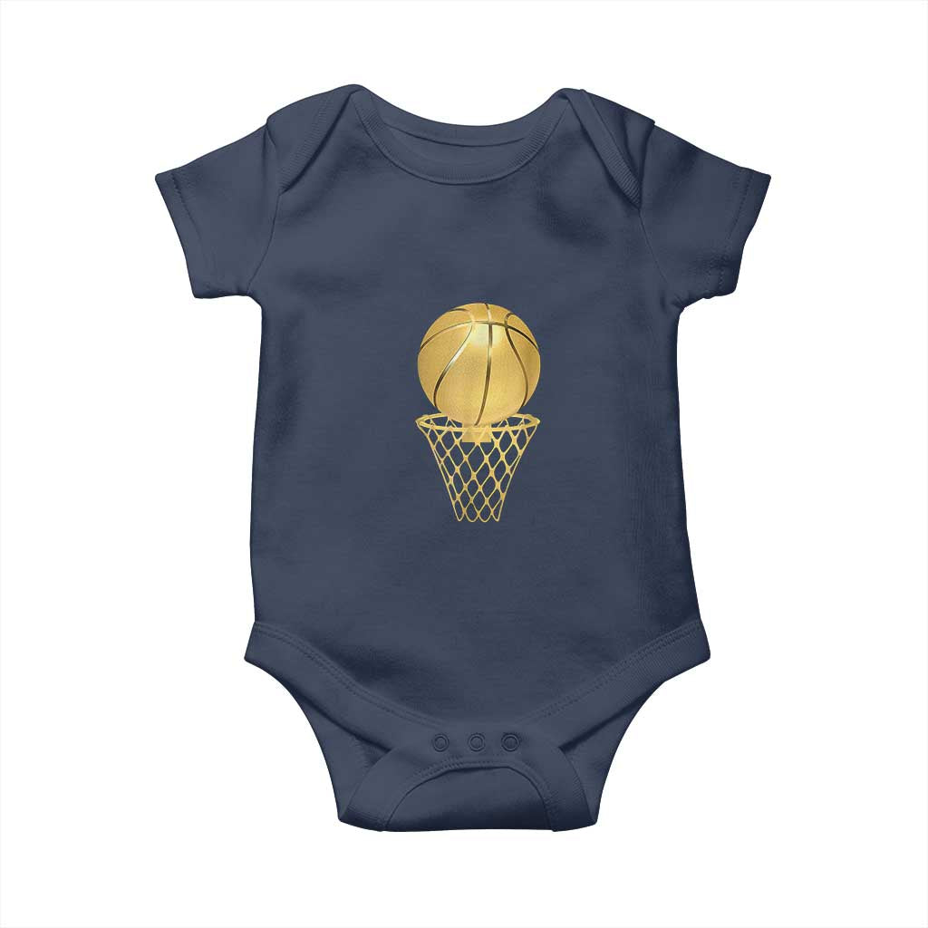 Golden Basketball Hoop Baby Onesie Trophy Game Player Coach Sports Lover
