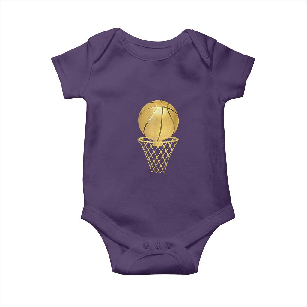 Golden Basketball Hoop Baby Onesie Trophy Game Player Coach Sports Lover