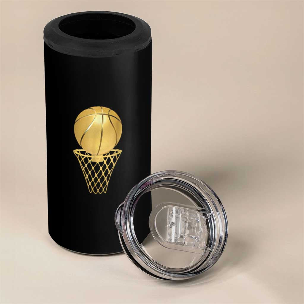 Golden Basketball Hoop 4 in 1 Can Cooler Tumbler Trophy Game Player Coach Sports Lover