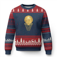 Golden Basketball Hoop Ugly Christmas Sweater Trophy Game Player Coach Sports Lover - Wonder Print Shop