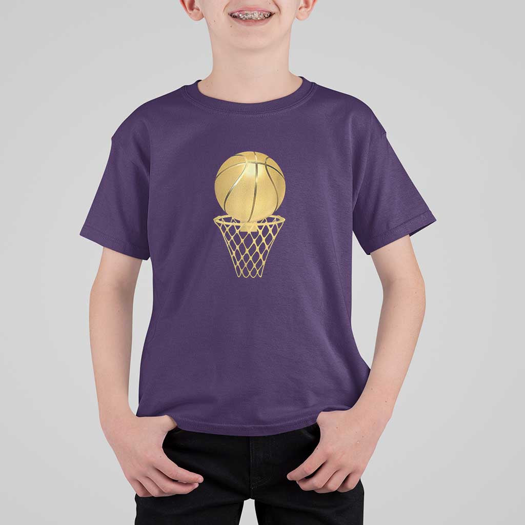 Golden Basketball Hoop T Shirt For Kid Trophy Game Player Coach Sports Lover