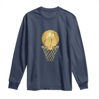 Golden Basketball Hoop Long Sleeve Shirt Trophy Game Player Coach Sports Lover