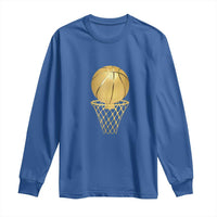 Golden Basketball Hoop Long Sleeve Shirt Trophy Game Player Coach Sports Lover