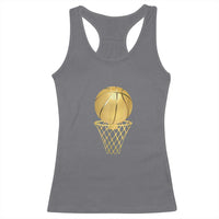 Golden Basketball Hoop Racerback Tank Top Trophy Game Player Coach Sports Lover