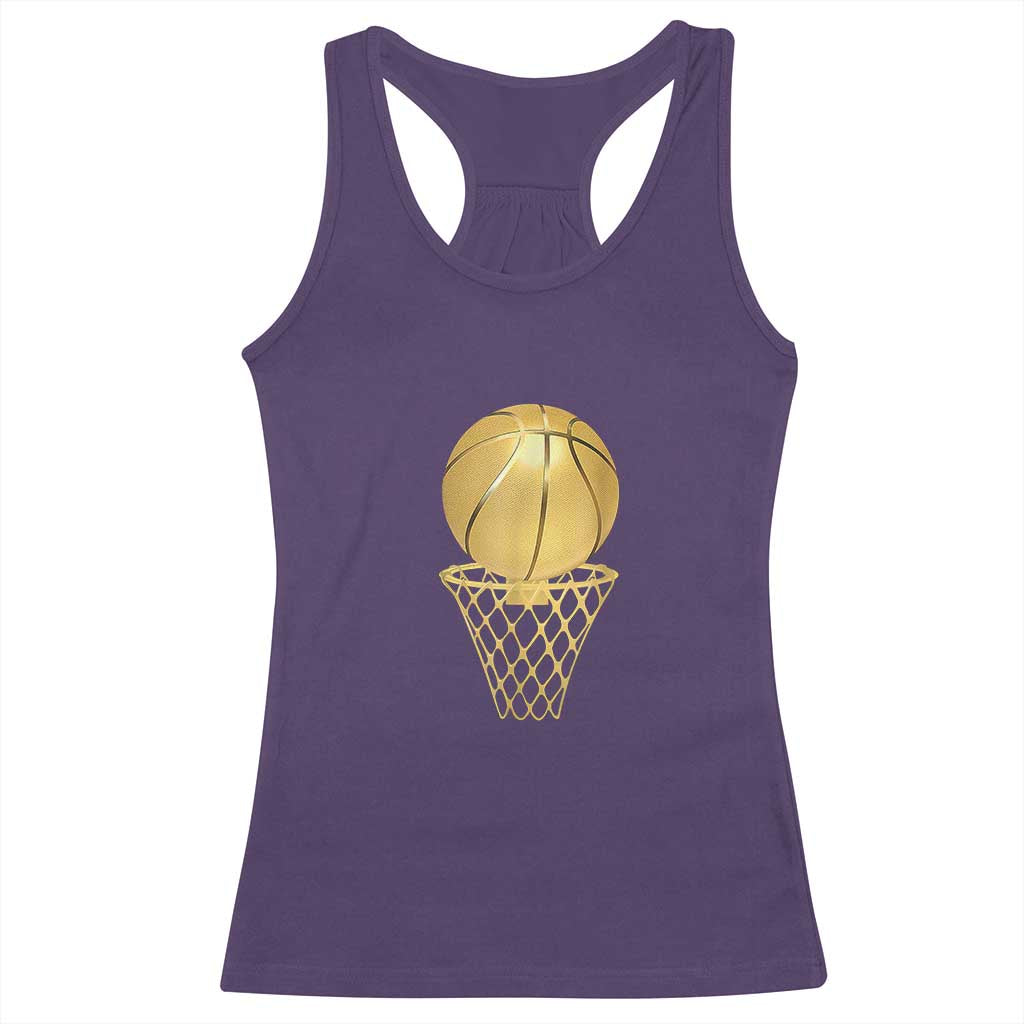 Golden Basketball Hoop Racerback Tank Top Trophy Game Player Coach Sports Lover
