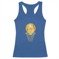Golden Basketball Hoop Racerback Tank Top Trophy Game Player Coach Sports Lover