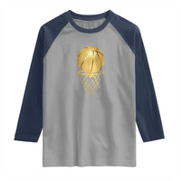 Golden Basketball Hoop Raglan Shirt Trophy Game Player Coach Sports Lover