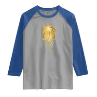 Golden Basketball Hoop Raglan Shirt Trophy Game Player Coach Sports Lover