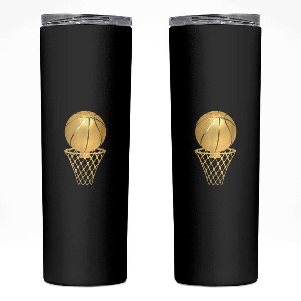 Golden Basketball Hoop Skinny Tumbler Trophy Game Player Coach Sports Lover