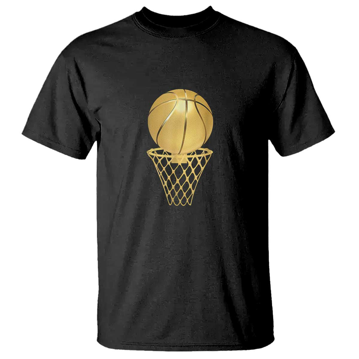 Golden Basketball Hoop T Shirt Trophy Game Player Coach Sports Lover