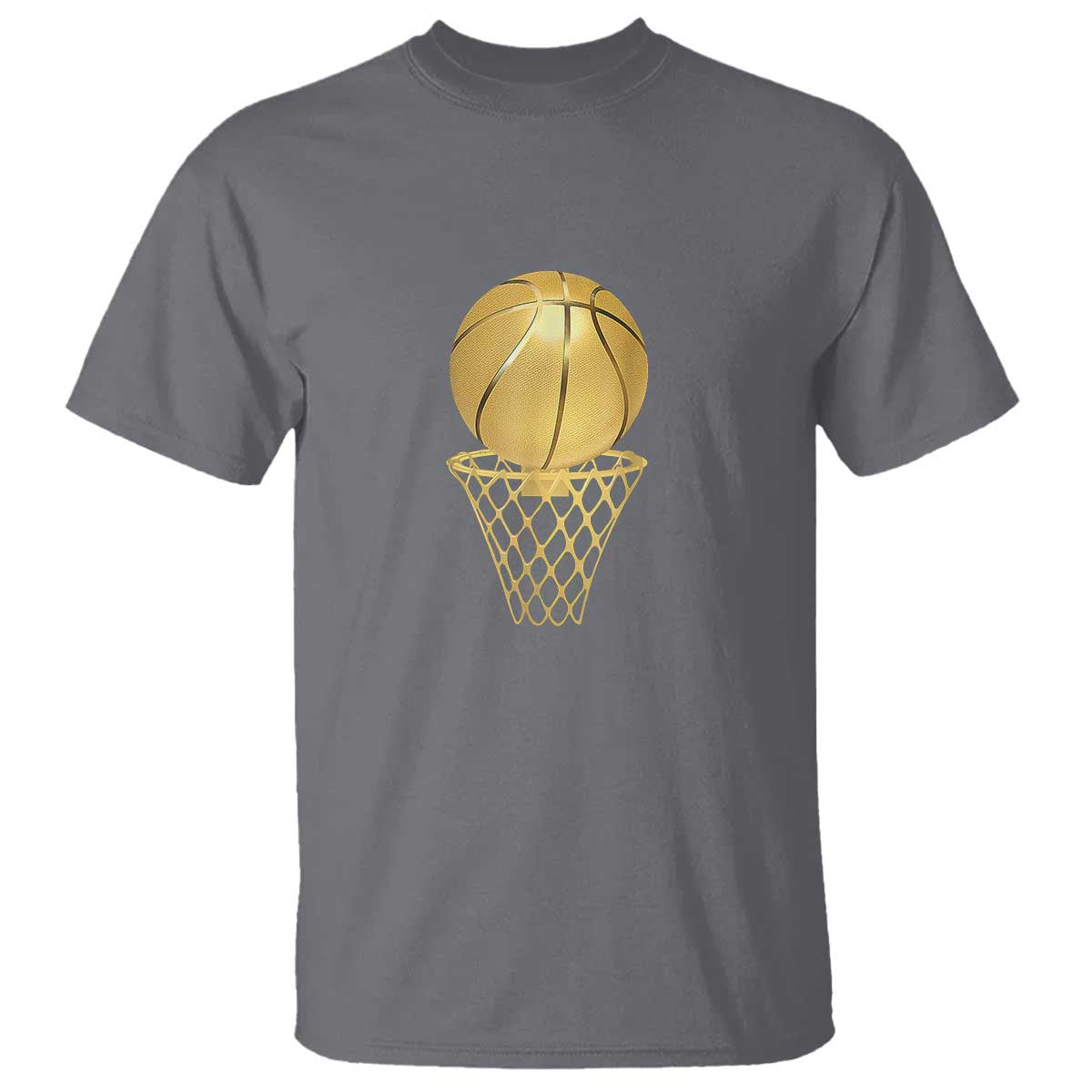 Golden Basketball Hoop T Shirt Trophy Game Player Coach Sports Lover