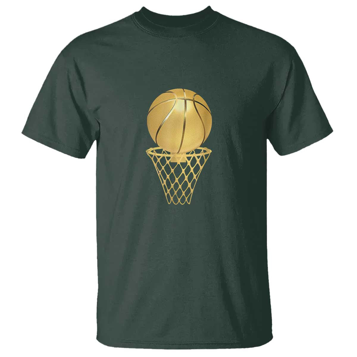 Golden Basketball Hoop T Shirt Trophy Game Player Coach Sports Lover