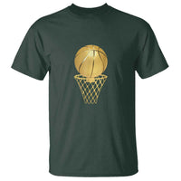 Golden Basketball Hoop T Shirt Trophy Game Player Coach Sports Lover